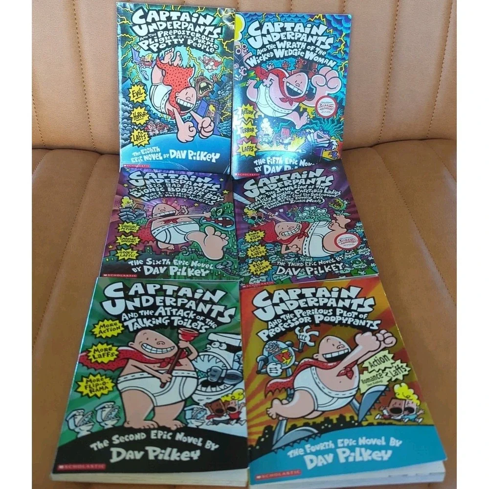 Captain Underpants Book Lot Of 10 Pilkey Scholastic Mix Of‎ Soft And Hardcover